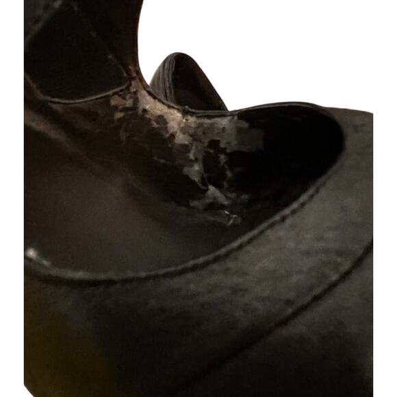 Anthropologie Biviel Spain Leather Round Toe Heels Shoes FLAWS SZ 8 Black Whimsy - Picture 10 of 11